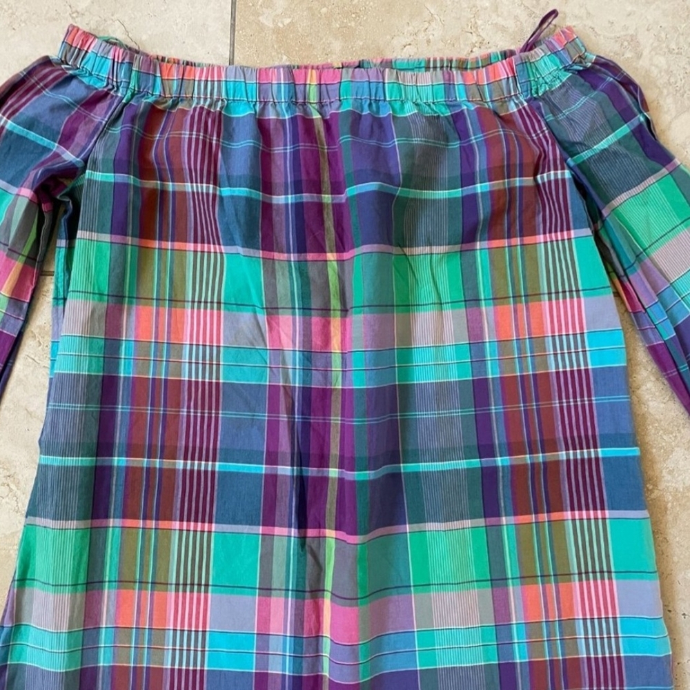 Polo by Ralph Lauren Multicolor Plaid Madras Cotton Dress, XL